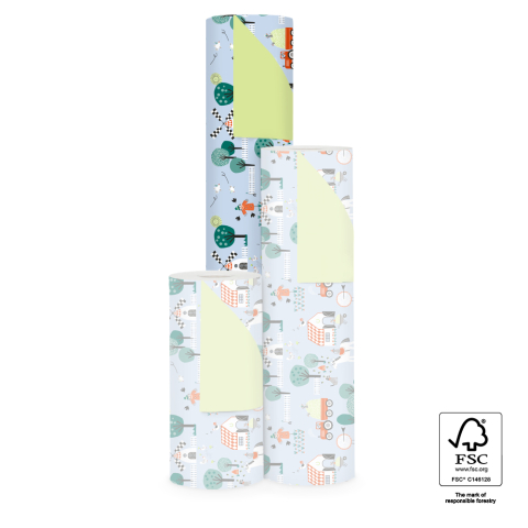 P15.326.070 Inpakpapier - Farm Blue - Lime
