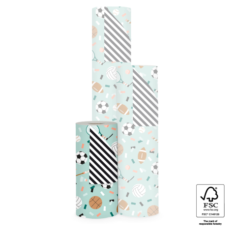 P15.329.030 Inpakpapier - Sports Pistache - Stripe Black