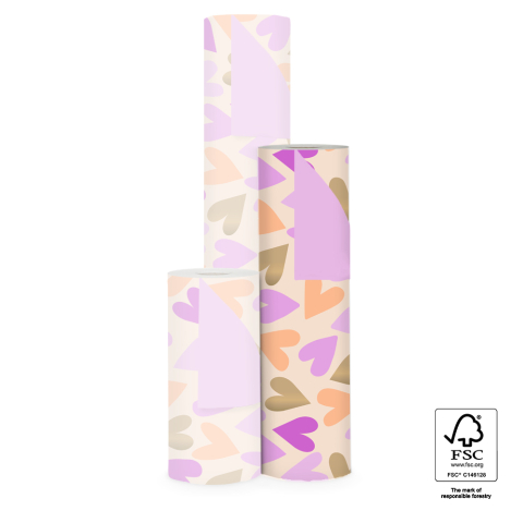 P15.333.050 Inpakpapier - Big Hearts Gold - Pink