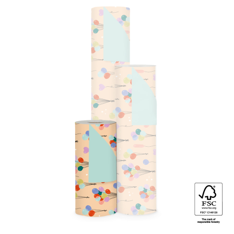 P15.341.030 Inpakpapier - Balloons Peach - Pistache