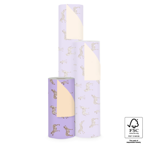 P15.351.030 Inpakpapier - Zebra Lilac - Peach