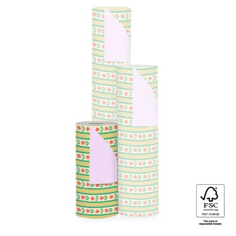 P15.359.030 Inpakpapier - Floral Stripe - Pastel Pink