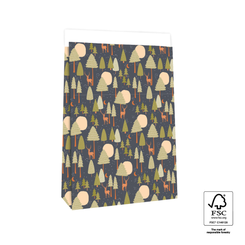 P39.705.027 X-mas Blokbodemzakken - Holy Night Olive - 27 x 15 x 34 cm