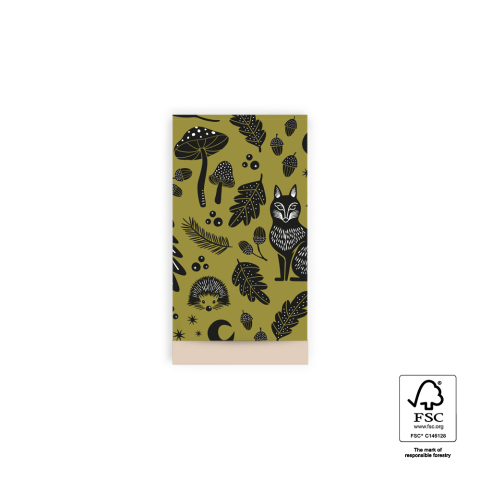 P43.314.007 Cadeauzakjes - Nature Animals Olive - Beige - 7 x 13 cm