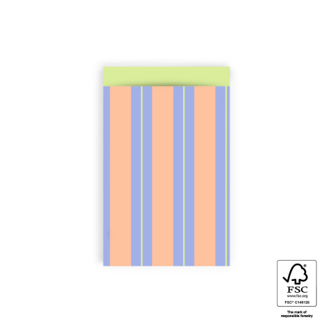 P43.346.012 Cadeauzakjes - Stripe Chalk Blue - Lime - 12 x 19 cm