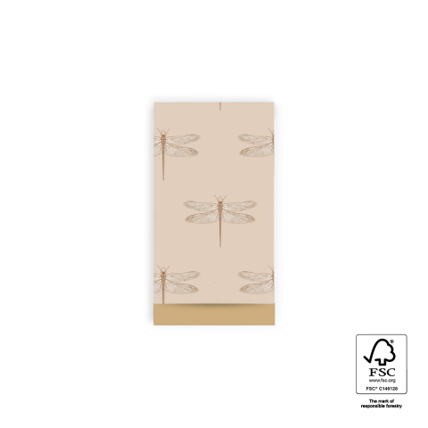 P43.349.007 Cadeauzakjes - Dragonfly Beige - Gold - 7 x 13 cm