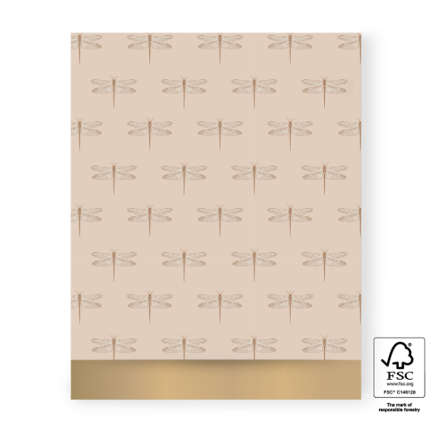 P43.349.027 Cadeauzakjes - Dragonfly Beige - Gold - 27 x 34 cm