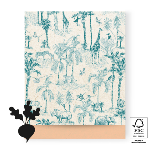 P43.350.027 Cadeauzakjes - Vintage Jungle Green - Peach - 27 x 34 cm