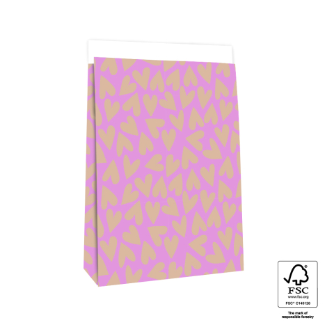 P44.084.027 Blokbodemzakken - Big Hearts Pink/Nude - 27 x 15 x 34 cm