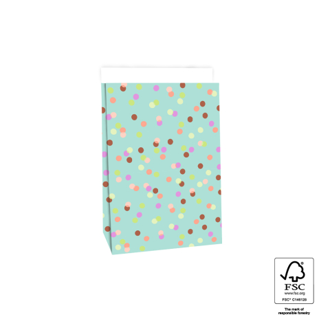 P44.097.017 Blokbodemzakken - Party Confetti Pistache - 17 x 10 x 25 cm