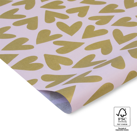P45.208.070 Vloeipapier - Big Hearts - Gold/Lilac