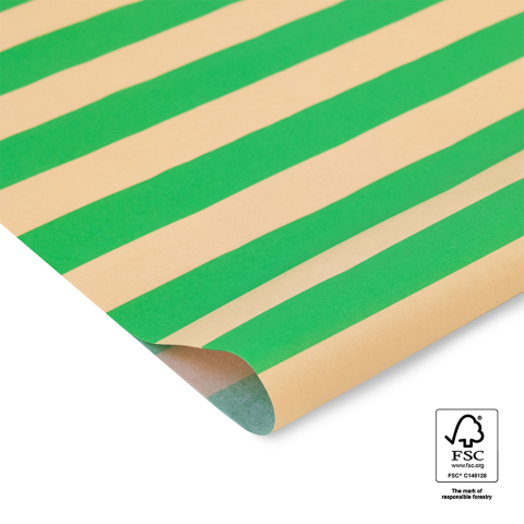 P45.216.070 Vloeipapier - Stripe - Green/Peach