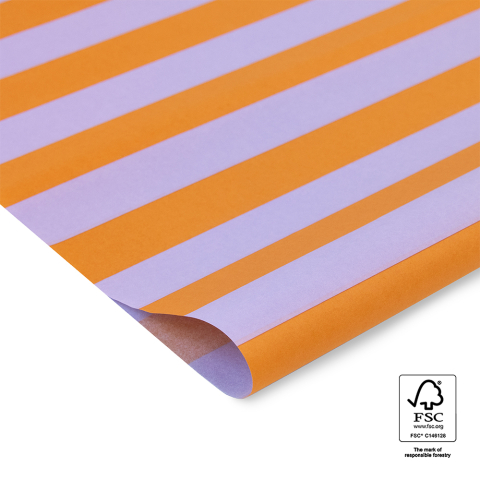 P45.217.070 Vloeipapier - Stripe - Lilac/Cognac