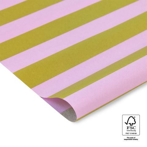 P45.218.070 Vloeipapier - Stripe - Olive/Pink