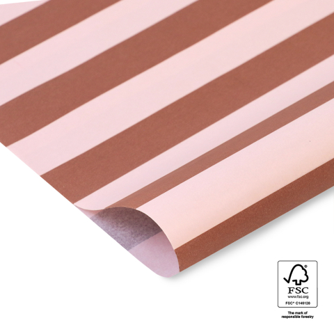 P45.231.070 Vloeipapier - Stripe - Chocolate/Pink