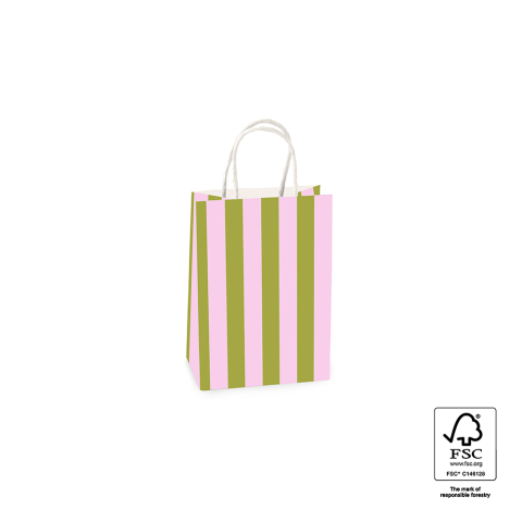 P46.004.015 Papieren tassen - Stripe Olive/Pink