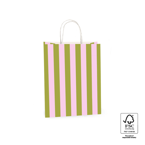 P46.004.021 Papieren tassen - Stripe Olive/Pink