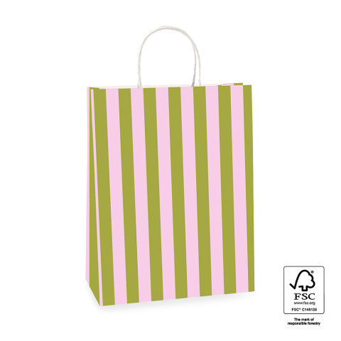 P46.004.026 Papieren tassen - Stripe Olive/Pink