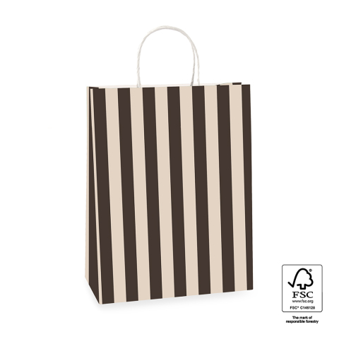 P46.005.026 Papieren tassen - Stripe Black/Beige