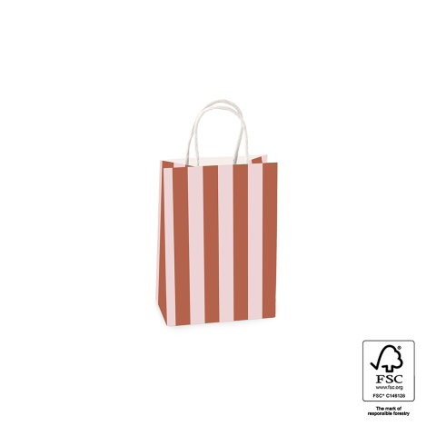 P46.009.015 Papieren tassen - Stripe Chocolate/Pink