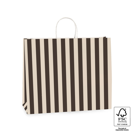P46.012.042 Papieren tassen - Stripe Black/Beige