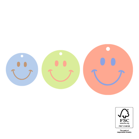 P72.121.075 Cadeaulabel Multi Sizes - Smiley (S - M - L)