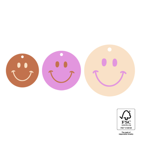 P72.122.075 Cadeaulabel Multi Sizes - Smiley Pink (S - M - L)