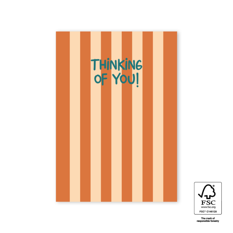 P75.003.015 Ansichtkaart - Stripe Orange - Thinking of you!