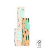 P15.338.050 Inpakpapier - Crocodile Peach - Harlequin Mint