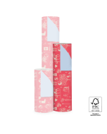 P30.114.050 Sint Inpakpapier - Vintage Red - Light Blue