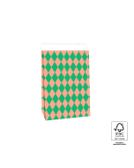 P44.078.017 Block Bottom Bags-Harlequin Green/Salmon