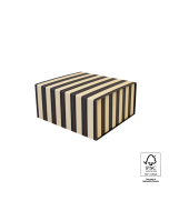 P76.102.023 Geschenkdoos Magneet - Stripe Chalk Black Beige - 23 x 23 x 11 cm