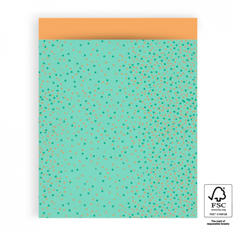 P43.136.027 Cadeauzakjes - Dots Bright Green Gold - Orange - 27 x 34 cm