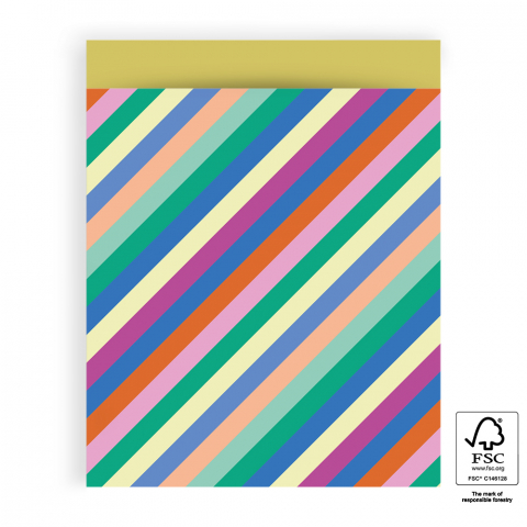 P43.140.027 Cadeauzakjes - Multi Stripes - Yellow - 27 x 34 cm