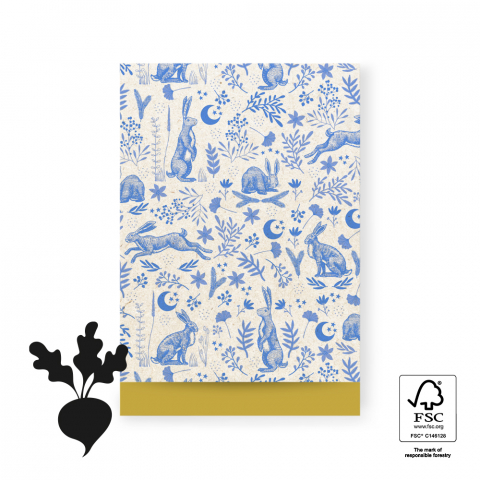 P43.167.017 Cadeauzakjes - Hare Indigo Blue - Yellow - 17 x 25 cm