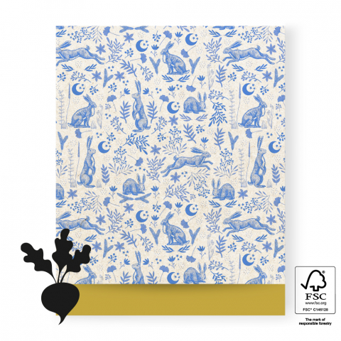 P43.167.027 Cadeauzakjes - Hare Indigo Blue - Yellow - 27 x 34 cm