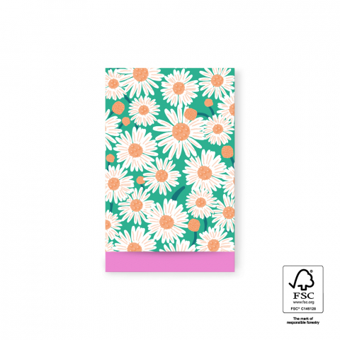 P43.171.012 Cadeauzakjes - Daisy Bright Green - Pink - 12 x 19 cm