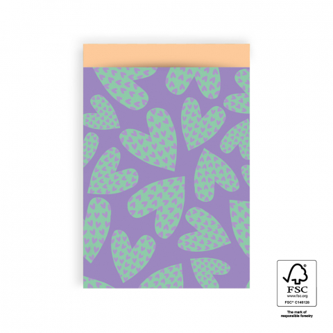 P43.174.017 Cadeauzakjes - Love Hearts Lilac - Peach - 17 x 25 cm