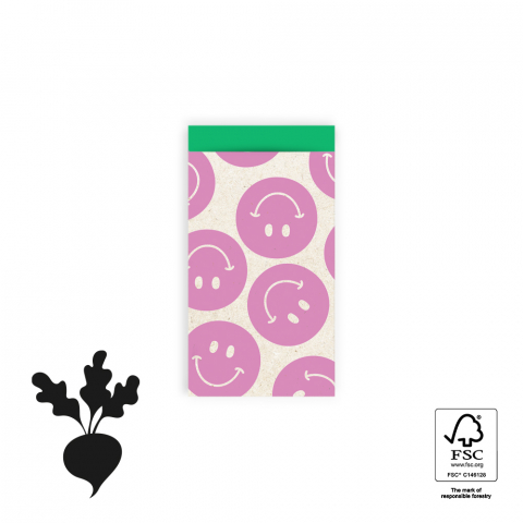 P43.178.007 Cadeauzakjes - Smiley Bright Pink - Green - 7 x 13 cm
