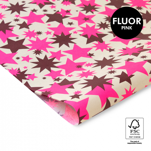 P45.181.070 Tissue Paper - Big Stars -Fluor Pink/Red