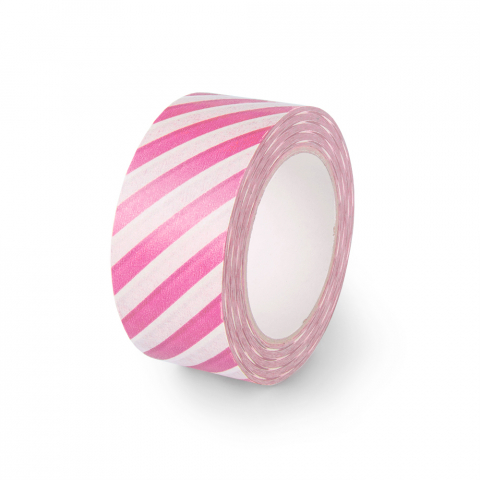 P63.040.050 Paper Tape - Stripes - Flamingo Pink