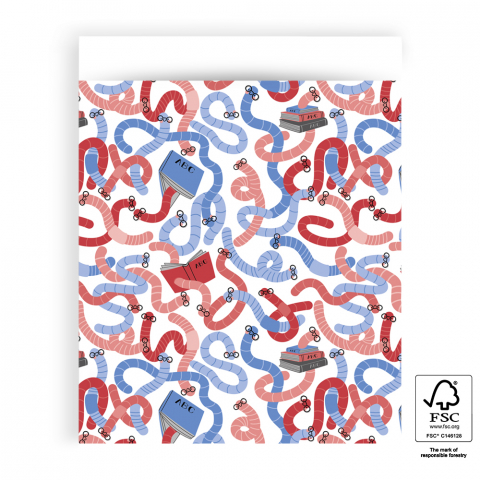 Cadeauzakjes - Bookworm Indigo Blue/Cherry Red - 27 x 34 cm